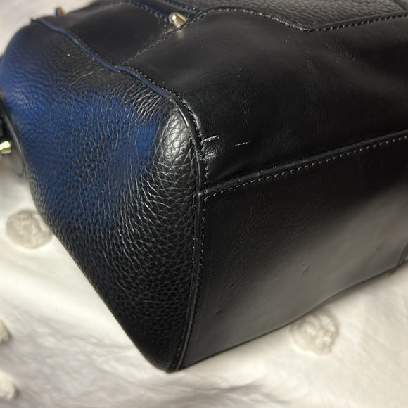 ALDO black pebble leather satchel handbag with detachable straps. Gold hardware. - Picture 12 of 14